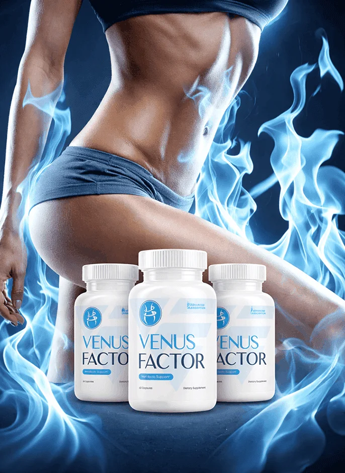 Venus Factor capsules with an active woman, made for female metabolism support